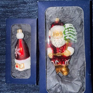 2 Max Glass Santa Ornaments Mouth Blown/Hand Crafted by Kowalski Family Poland