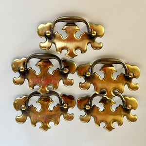 5 Vintage Brass Chippendale/Batwing style Drawer Pulls