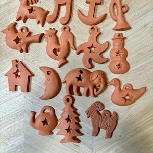 Set von 15 Terrakotta rustikale Weihnachtsschmuck Rustikal
