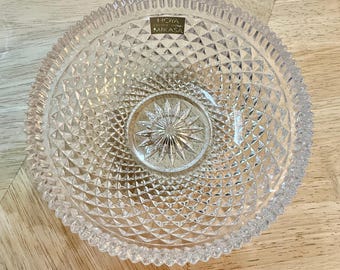 Cuenco de cristal tallado Mikasa Hoya vintage, diseño intrincado y poco común, de Japón