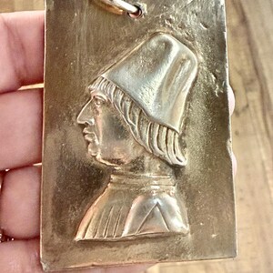 Vintage ALVA Museum Brass Pendant – Renaissance Portrait Art Replica, 1960s