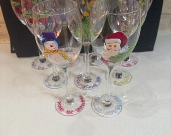 Block Basics the Twelve Days of Christmas Glasses Hand-painted Wine Goblets~ hand~new~9 Days Available Sold Separately - Etsy