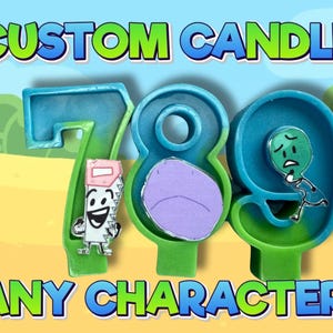 Candele di compleanno a tema BFDI Battle for Dream Island, per qualsiasi personaggio! Ingredienti naturali.
