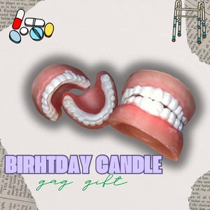 Bougies pour prothèses dentaires drôles d'anniversaire de personnes âgées (la paire, en haut et en bas) Cadeau pour bâillonner, vieux pet