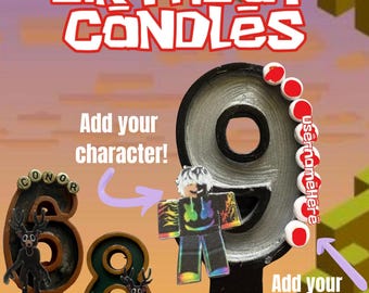 Customizable Roblox Birthday Candle— Grow Garden, 99 Nights & more! Made to order