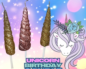 Unicorn Horn Cake Topper Birthday Candle for Unicorn Cakes and More