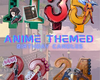 Anime Themed Custom Birthday Candles—any show or character! Made to order