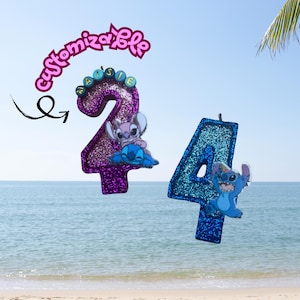 Stitch Lilo Inspired Theme Birthday Candle, Customizable