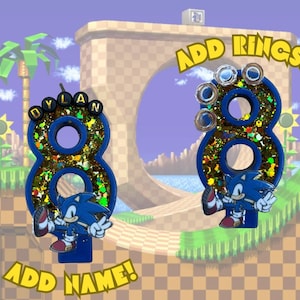 Candela di compleanno a tema Sonic Hedgehog, personalizzabile! Ingredienti naturali.