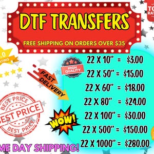 Custom DTF Transfer: Full Color Heat Press, Gang Sheet Available, Iron on Transfer