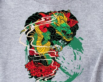 Tattoo Style Dragon Tee: Asian Art Design (Unisex Shirt)