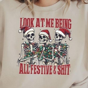 Lustiges festliches Skelette Weihnachten Sweatshirt