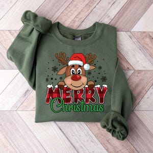 Merry Christmas Reindeer Sweatshirt: Holiday Tee or Hoodie