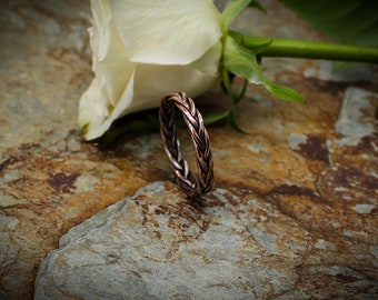 Braided band copper ring - wide - handmade his and hers gift - unisex jewelry