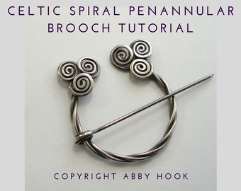 Celtic Spirals Penannular brooch, Wire Jewelry Tutorial, PDF File instant download