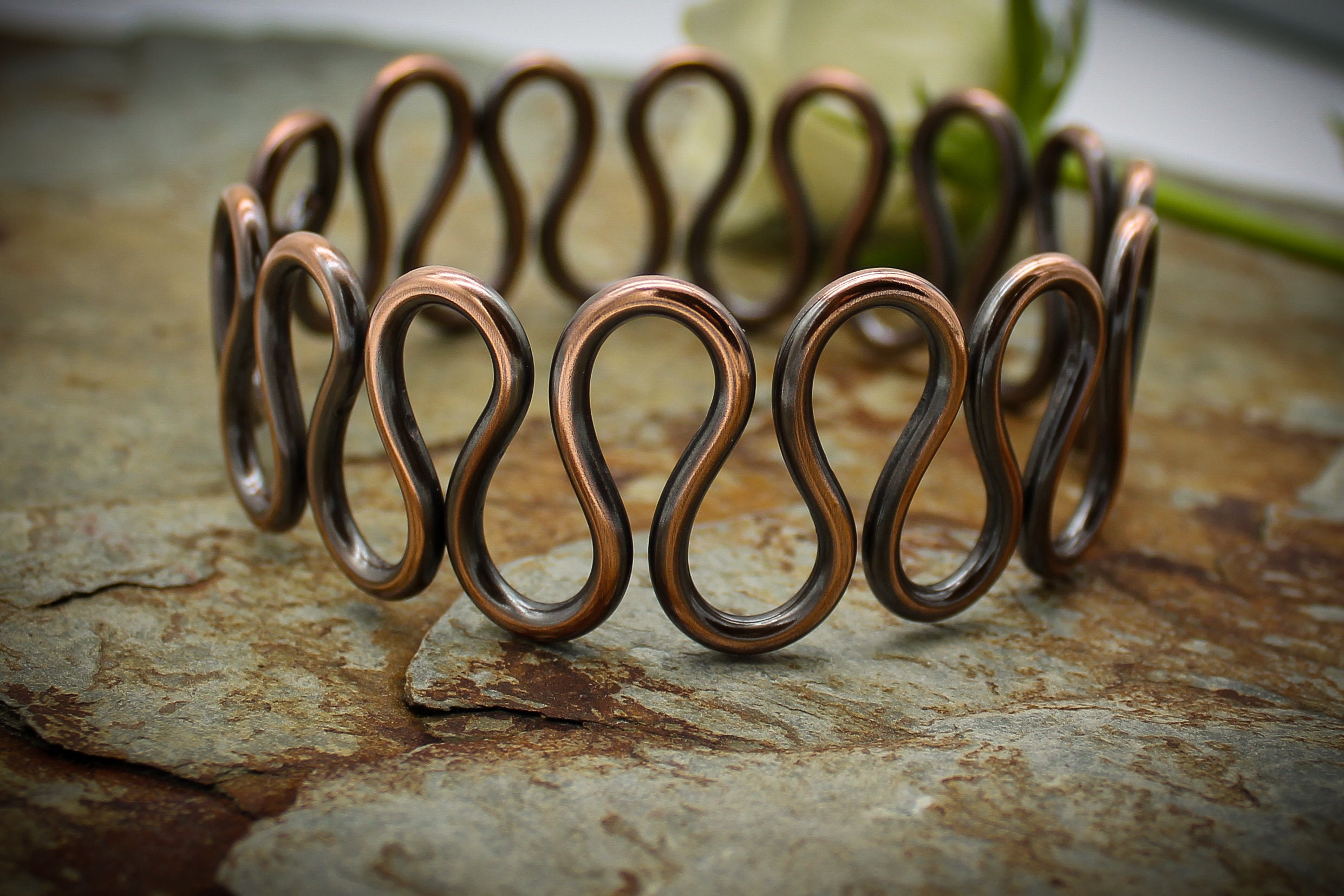 絶対的な信頼 Wave Copper Adjustable - Cuff Bracelet, Arm Upper Armlet, アクセサリー