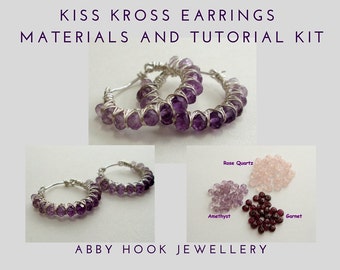 Kiss Kross Hoop Earrings Materials and tutorial Kit - Wire jewelry earring kit