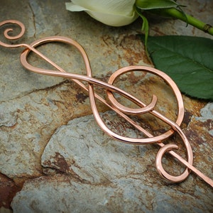 Treble Clef Hair Barrette - large Copper - Hair clip or slide, shawl or scarf pin