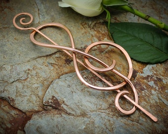 Copper Treble Clef Hair Barrette: Music Lover Gift