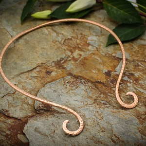 Neck Torc - open front swirl - Textured Copper, Celtic and Viking Torq or Torque - small