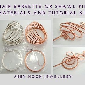 Hair Barrette or Shawl pin Materials and tutorial Kit Wire jewelry Hair Clip kit image 1