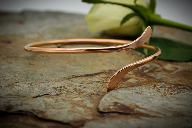 Copper Armlet, Upper arm Bracelet or Cuff, open bangle Bypass Small Hand forged, 7th anniversary image 2