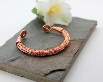 Viking Knit Wrist Torc - shiny Copper - medium, Celtic Torq or Torque - Large