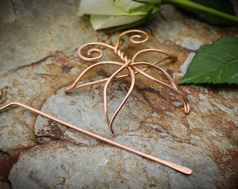 Butterfly Barrette - large copper hair clip or slide - hair jewelry metal pin brooch