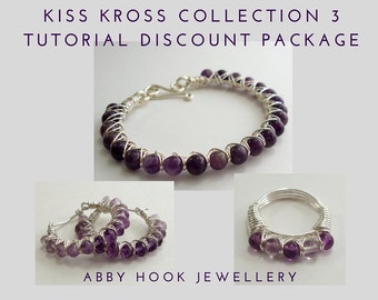 Wire Jewelry tutorials - The Kiss Kross Collection - 3 Tutorial discount pack - Bracelet, earrings and ring