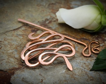 Serpent Hair Barrette - Large Copper - Hair clip or slide, shawl or scarf pin