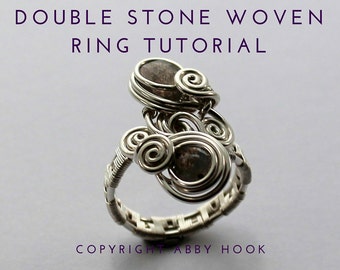 Double Stone Woven Ring, Wire Jewelry Tutorial, PDF File instant download