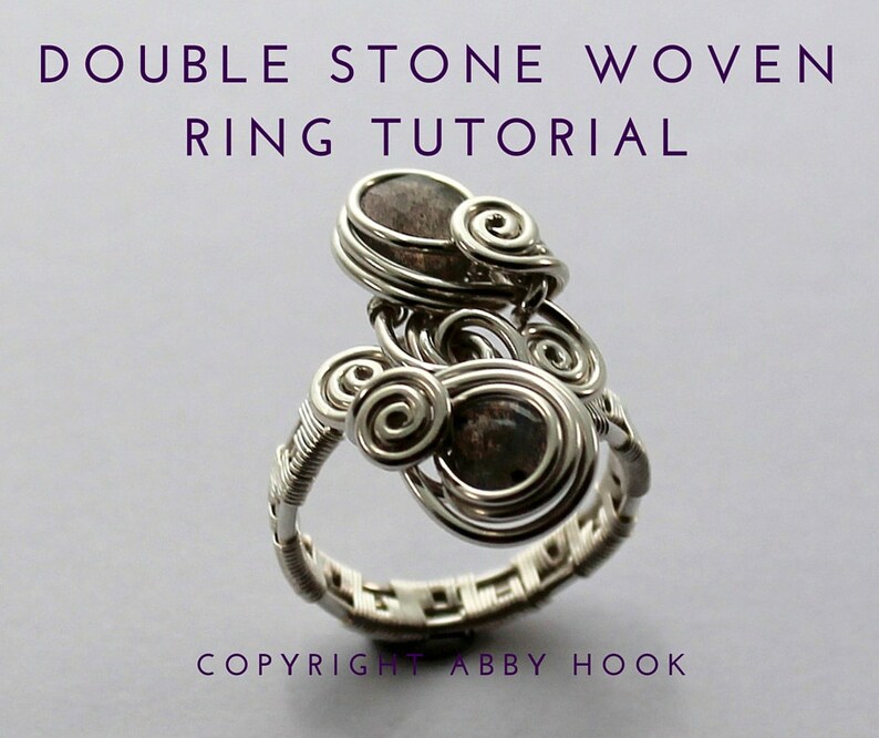 Double Stone Woven Ring, Wire Jewelry Tutorial, PDF File instant download image 1