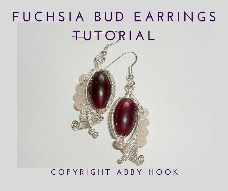 Wire Jewelry Tutorial, Fuchsia Bud Earring, PDF File instant download image 1