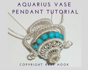 Wire Jewelry Tutorial, Aquarius Vase Pendant, PDF File instant download with bonus chain tutorial