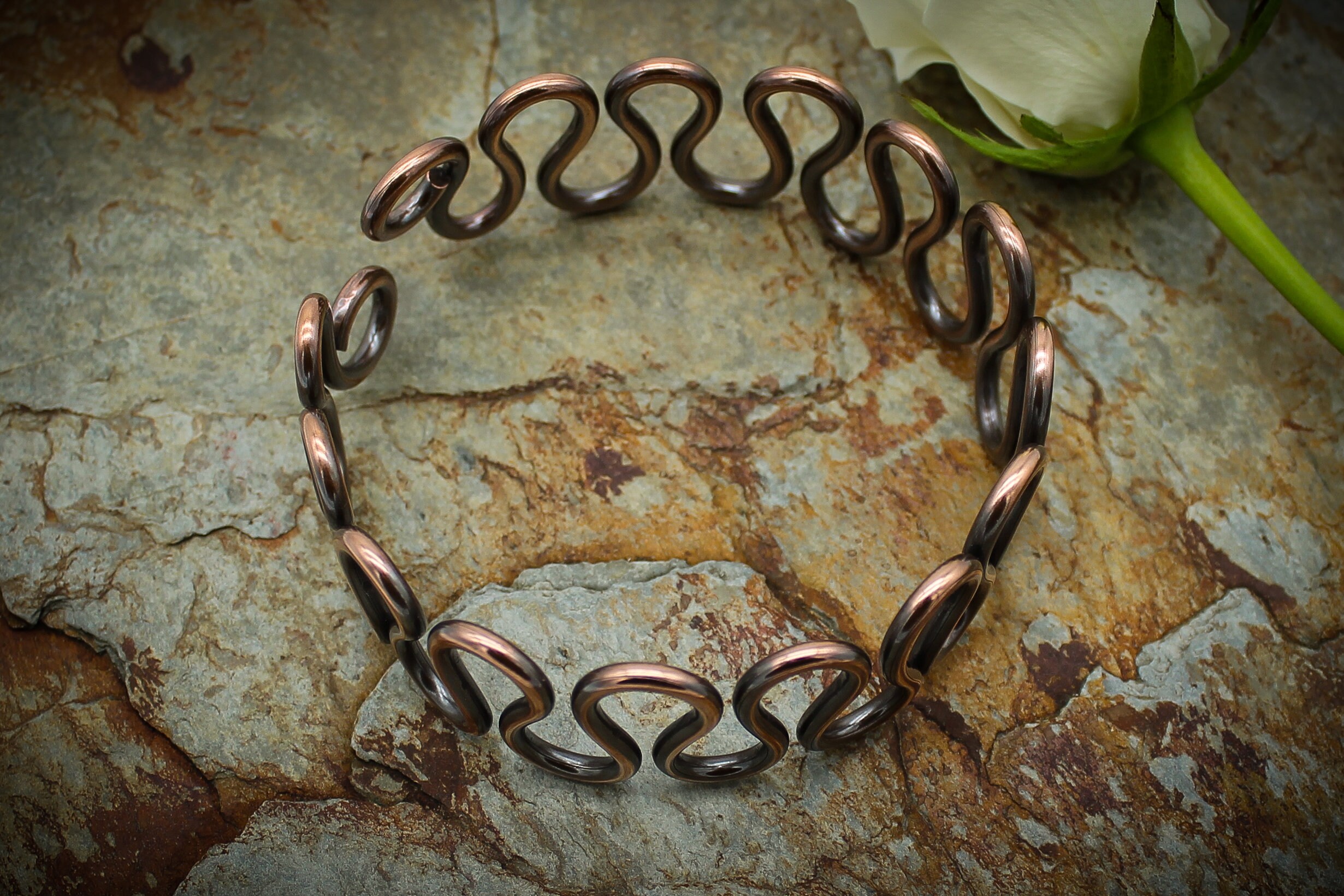 Wave Copper Armlet, Upper Arm Bracelet, Cuff - Adjustable