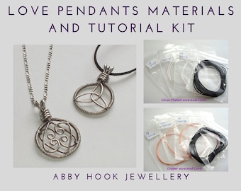 Love Pendants Materials and tutorial kit - Wire pendant jewelry kit