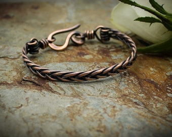 Braided Copper bracelet - antiqued finish - men and womens jewelry