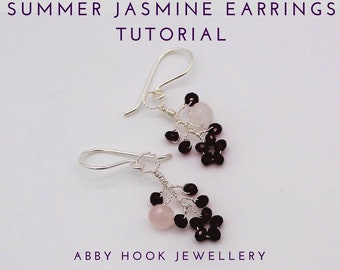 Summer Jasmine Earrings, Wire Jewelry Tutorial, PDF file instant download, includes 2 files