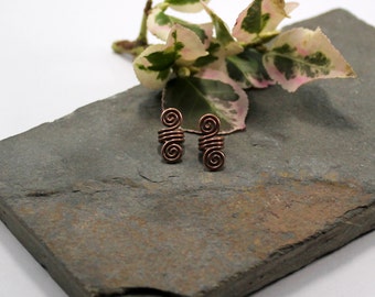 Hair Bead or Ring - Double Spiral Beard, Dreadlock or braid ring or bead - Antiqued Copper - small - 1 pair