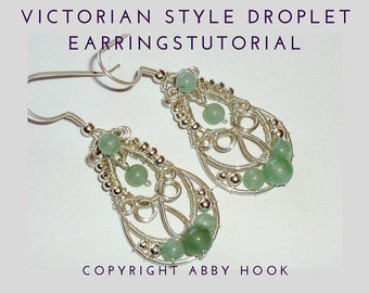 Victorian Style Droplet Earrings, Wire Jewelry Tutorial, PDF File instant download