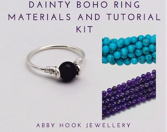 Dainty Boho Ring Materials and Tutorial Kit - Wire ring jewelry kit