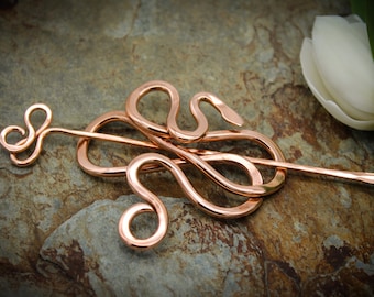 Serpent Hair Barrette - Large Copper - Hair clip or slide, shawl or scarf pin
