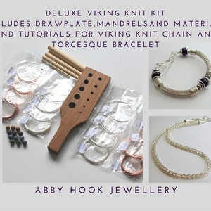 Kit de tricot Viking de luxe comprend une plaque de serrage, des mandrins, du matériel et des didacticiels pour la chaîne en tricot Viking et le bracelet Torcesque image 1