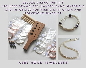 Kit de tricot Viking de luxe - comprend une plaque de serrage, des mandrins, du matériel et des didacticiels pour la chaîne en tricot Viking et le bracelet Torcesque