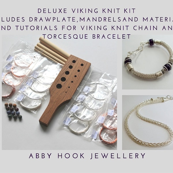 Kit de tricot Viking de luxe - comprend une plaque de serrage, des mandrins, du matériel et des didacticiels pour la chaîne en tricot Viking et le bracelet Torcesque