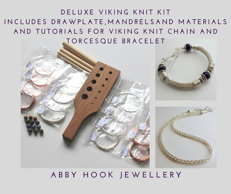 Kit de tricot Viking de luxe comprend une plaque de serrage, des mandrins, du matériel et des didacticiels pour la chaîne en tricot Viking et le bracelet Torcesque image 1