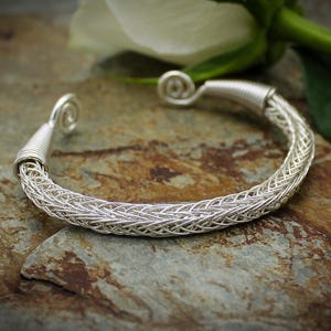 Viking Knit Wrist Torc - Sterling silver - Celtic Torq or Torque