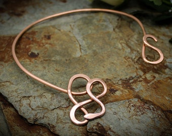 Asymetrical Snake copper neck torc