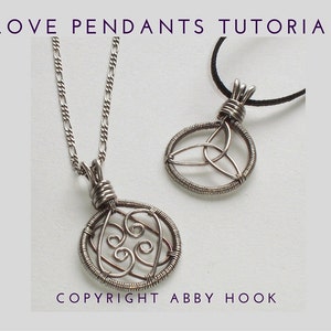 Love Pendants, 2 designs included, Wire Jewelry Tutorial, PDF File instant download with bonus chain tutorial image 1