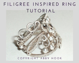 Learn to make wire Jewelry - Filigree Inspired Ring, Wire Jewelry Tutorial, PDF File instant download